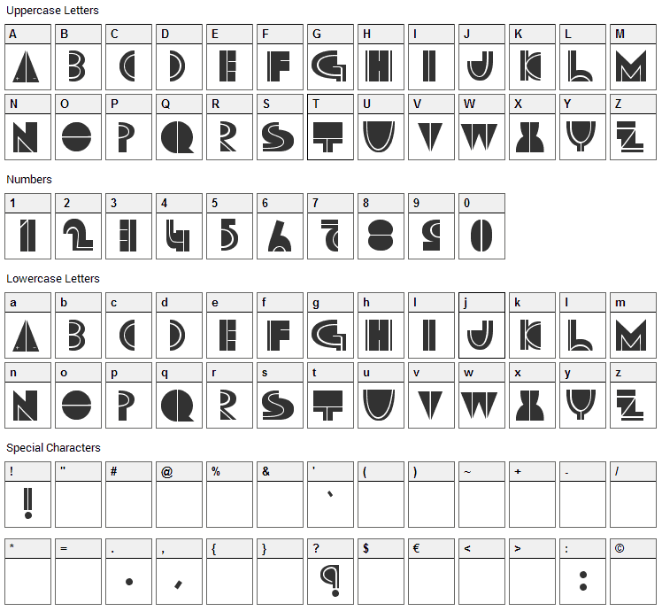 Maruto Skiing Font Character Map