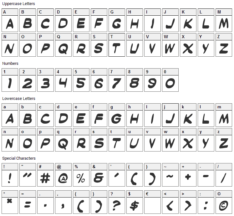 Masked Marvel Font Character Map