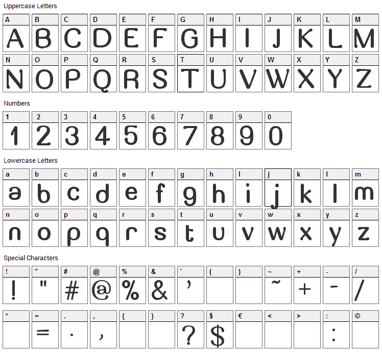 Massa Font Character Map