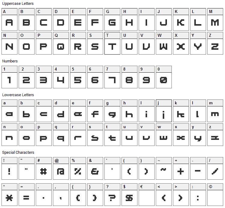 Massive 10 Font Character Map