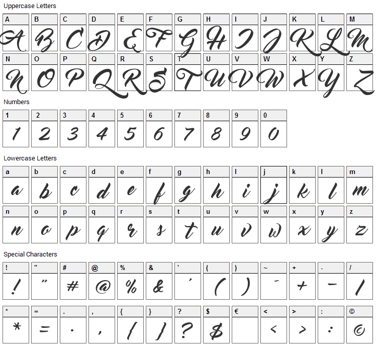Master Of Break Font Character Map