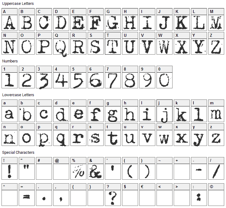 Maszyna Font Character Map