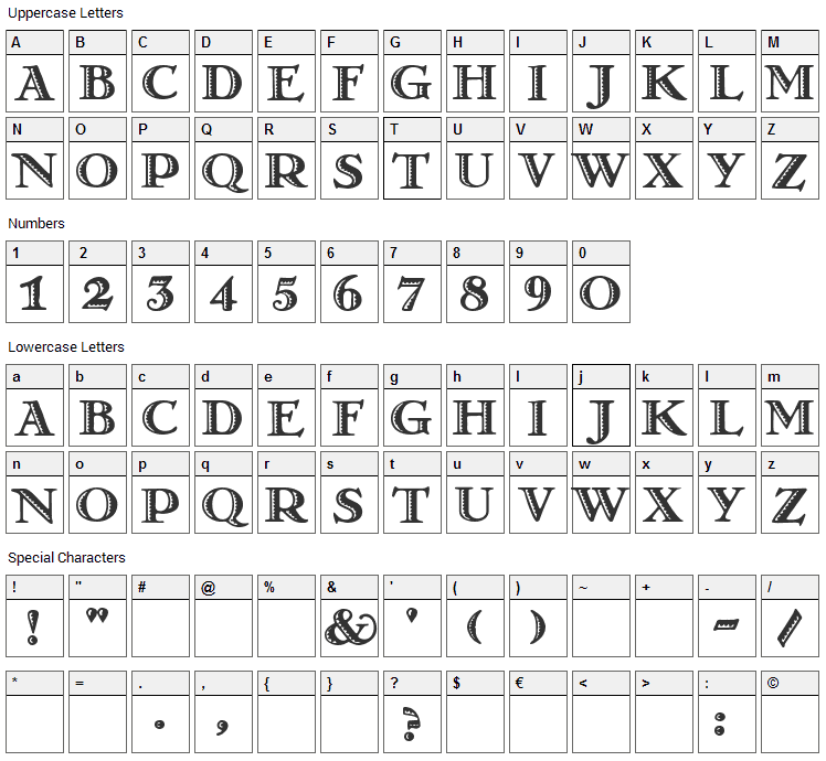 Matador Font Character Map