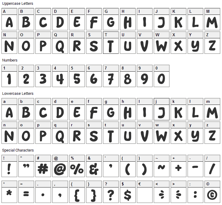 Matcha Style Font Character Map