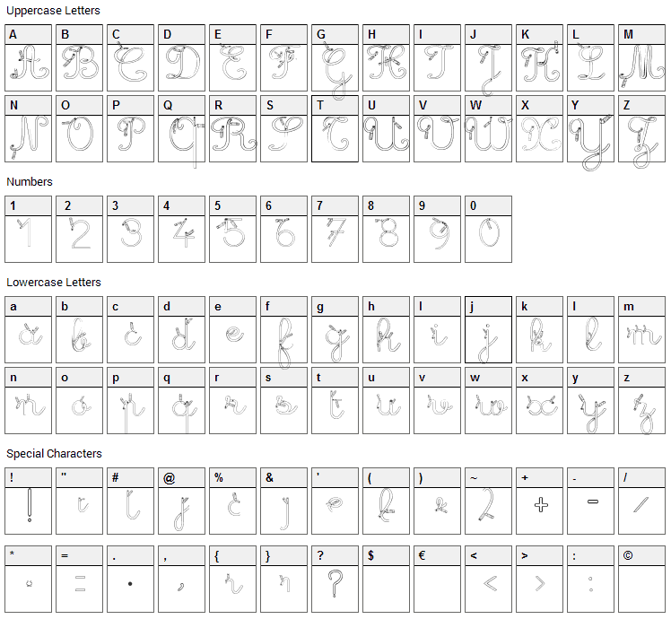 Maternellecolor Creuse Font Character Map