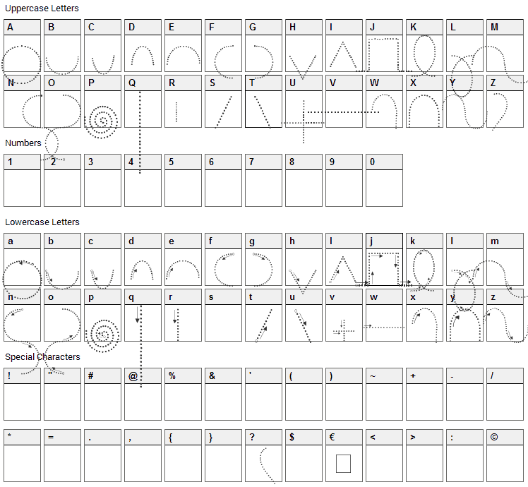 Maternellecolor Graphisme 2 Font Character Map