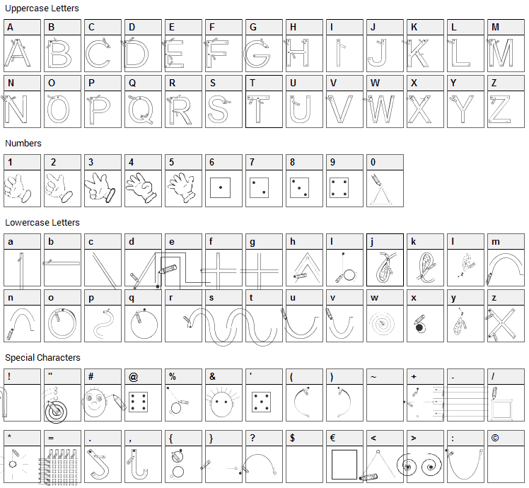 Maternellecolor Graphisme Font Character Map