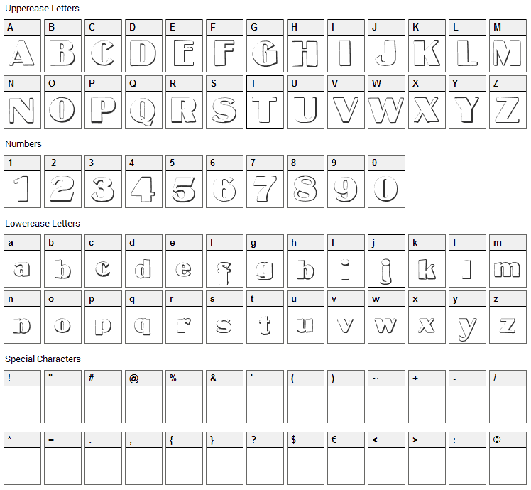 MateusBold Font Character Map