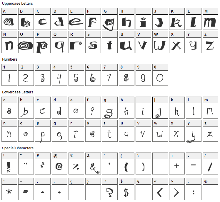 Math Donuts Font Character Map