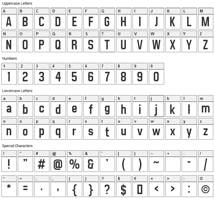 Matthan Sans Font Character Map