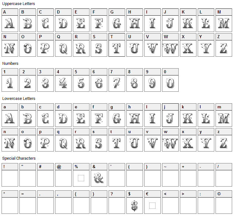 Max Initiale Font Character Map