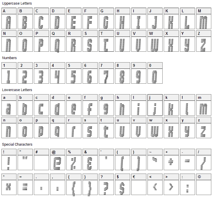 Maximum Security Font Character Map