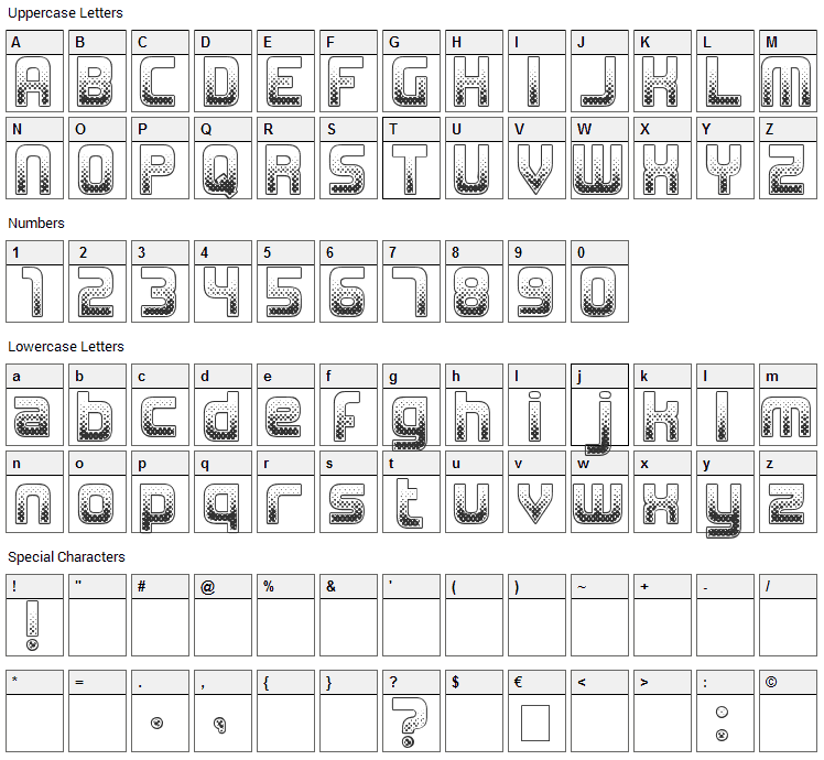 MDMA Font Character Map
