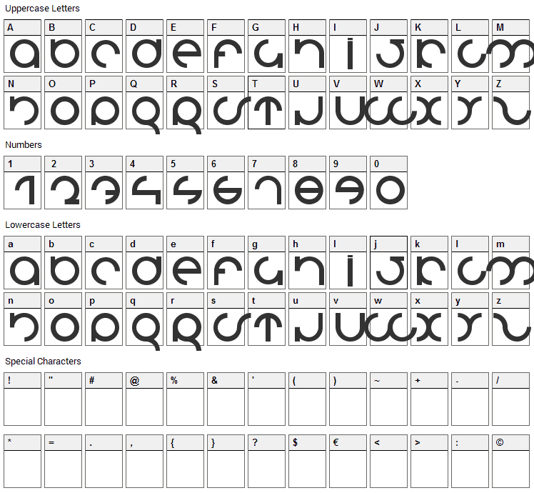 MDRS-FD01 Font Character Map