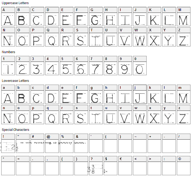 Mechanical Fun Font Character Map