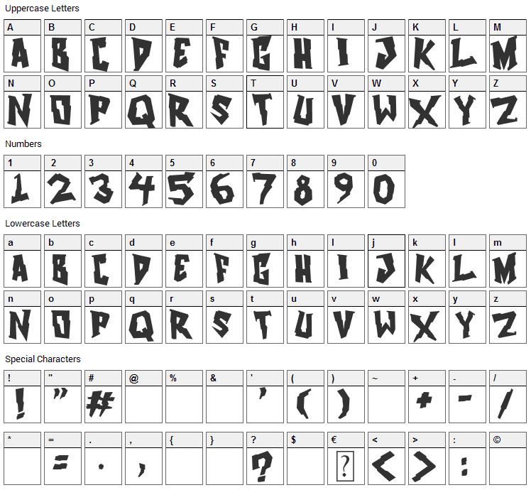 Mechapunk Font Character Map