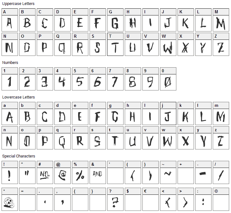 Meet John Henry Font Character Map