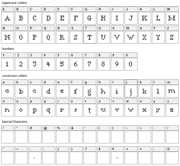 Megan Serif Font Character Map