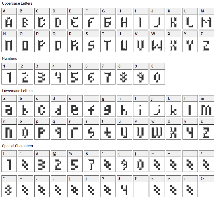 Megz Font Character Map