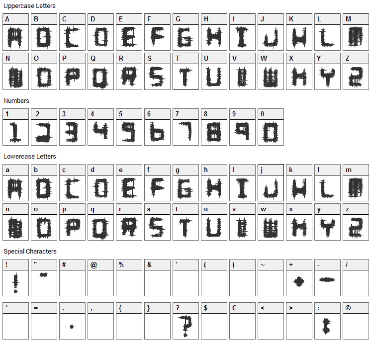 Melee Font Character Map