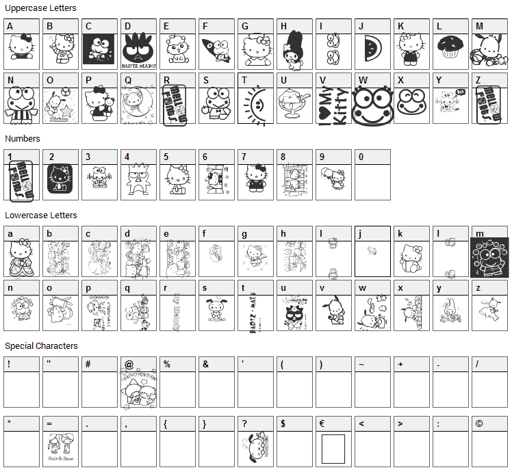 Mellow Fonts 1 Font Character Map