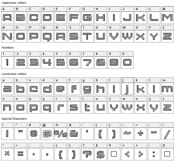Membra Font Character Map