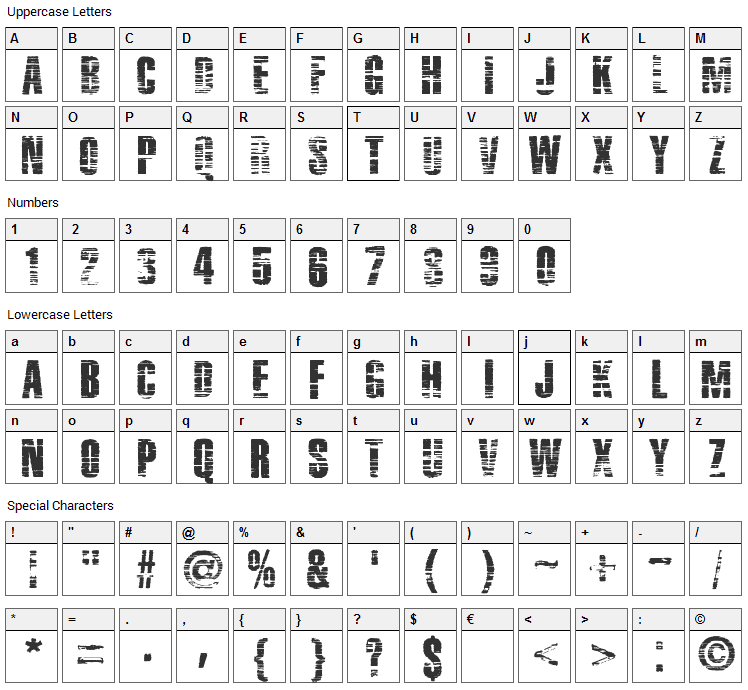 Mentha Rapture Font Character Map