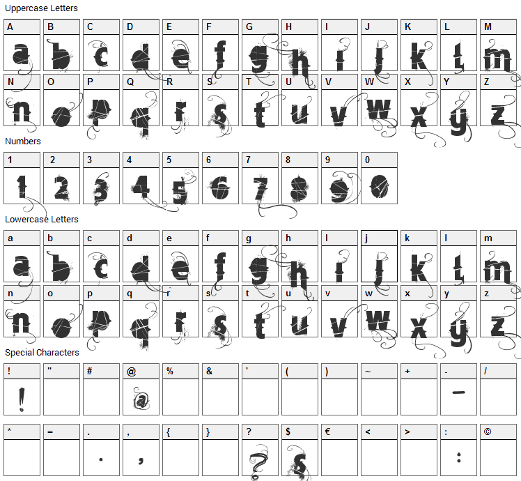 Mercearia Font Character Map