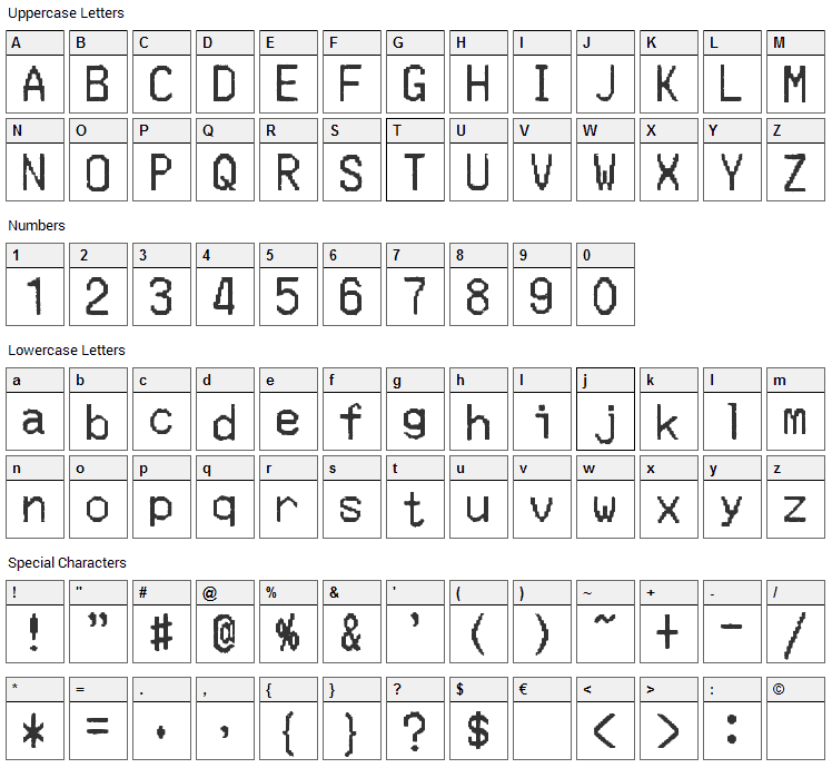 Merchant Copy Font Character Map