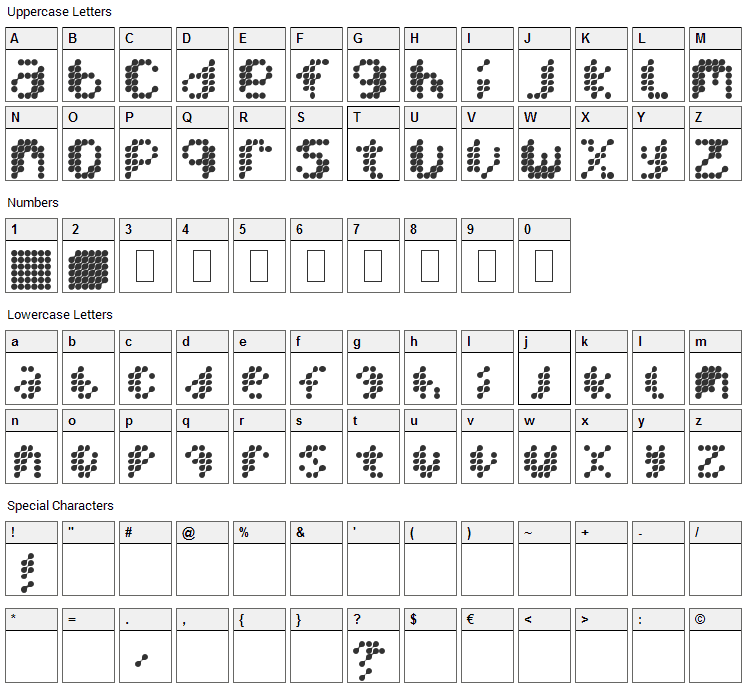 Mercury Blob Font Character Map
