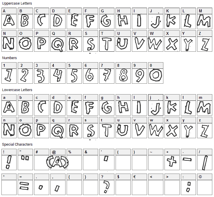 Merkurius Font Character Map