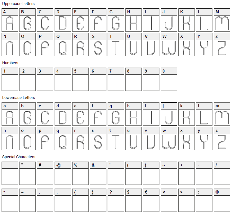 Mers Font Character Map