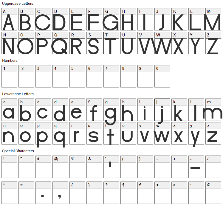 Merula Font Character Map