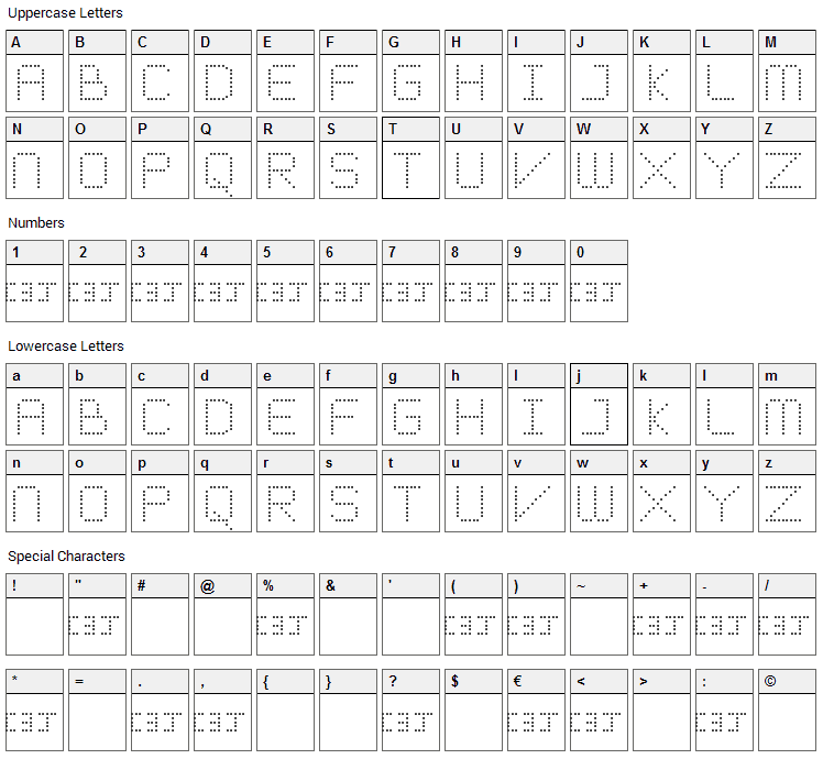 Meticulous Round Font Character Map