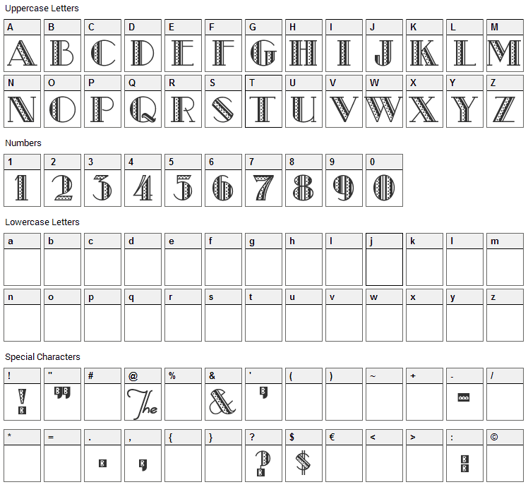 Metro Retro Font Character Map