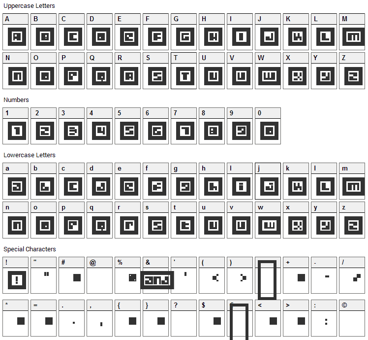 Metrobot Font Character Map