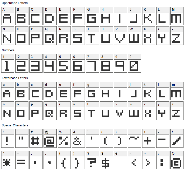 Metroid Prime Hunters Font Character Map