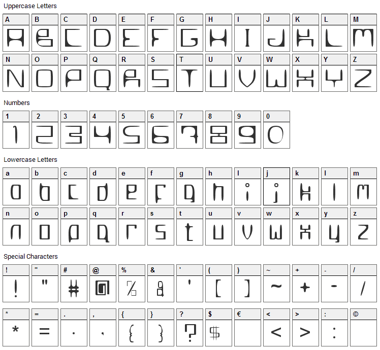 MetroSlum Font Character Map