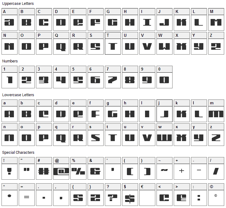 Michigan Font Character Map