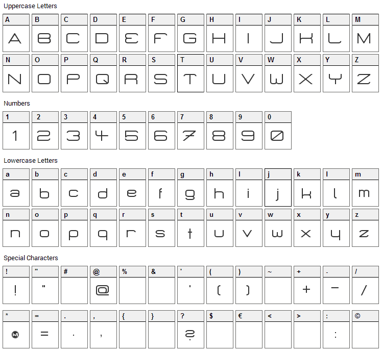 Micro Mieps Font Character Map