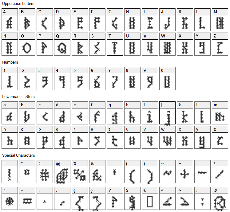 Microbe Font Character Map