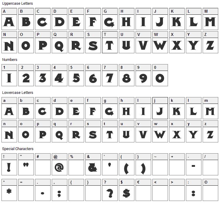 Midland Rail Font Character Map