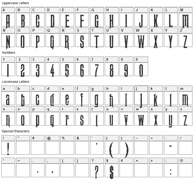 Midnight Moon Font Character Map