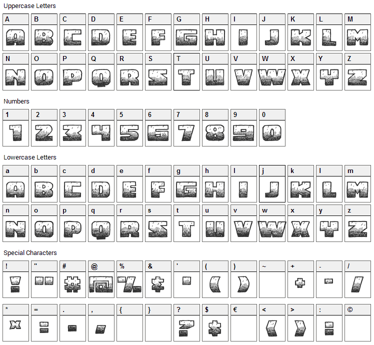 Midnight Snack Font Character Map