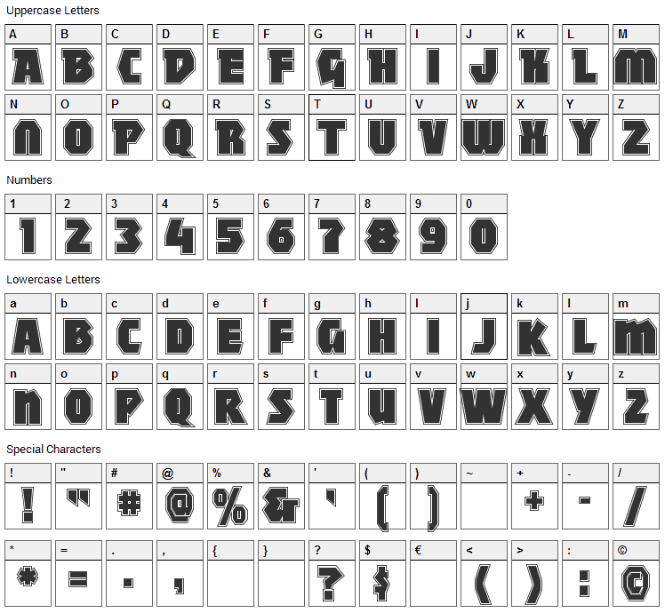 Mighty Font Character Map