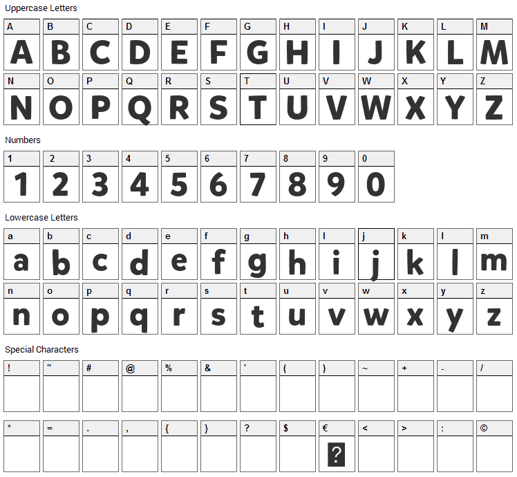 Mikado Font Character Map
