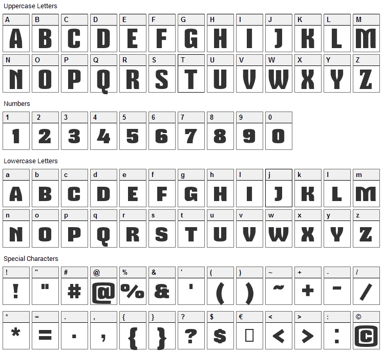 Mikodacs Font Character Map