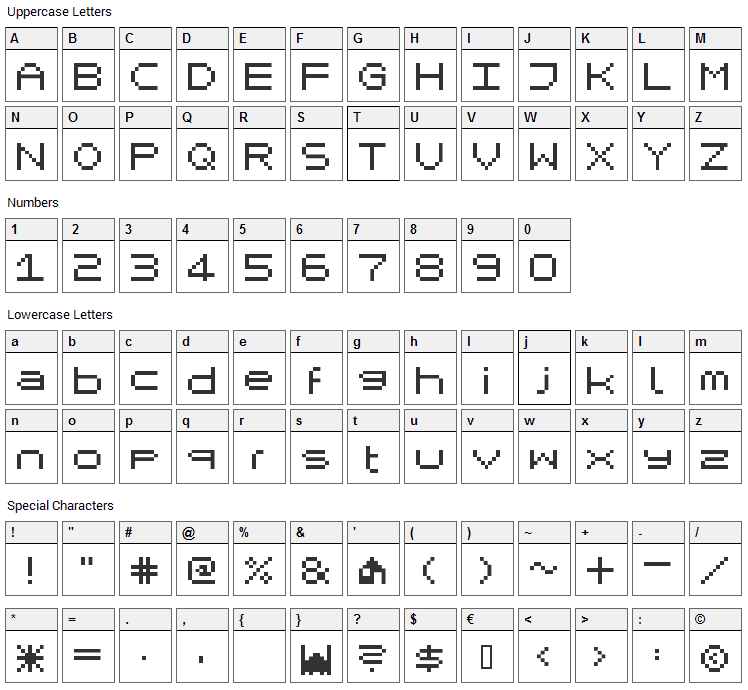 Mikrokomputer Font Character Map