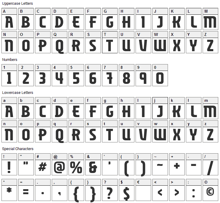 Miliciana Font Character Map