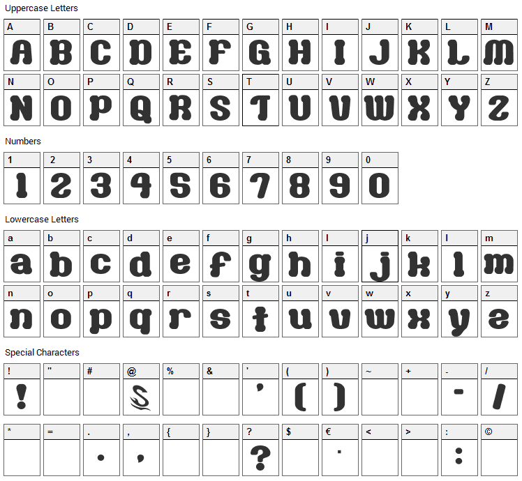 Milk Chocolate Font Character Map